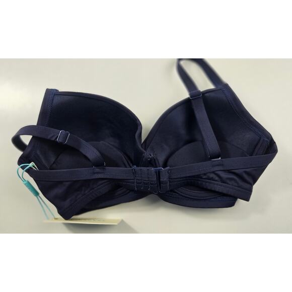 NWT Eco Essentials Cross Front Moulded Cup Bra US 4 sealove navy bikini push up - Picture 8 of 10